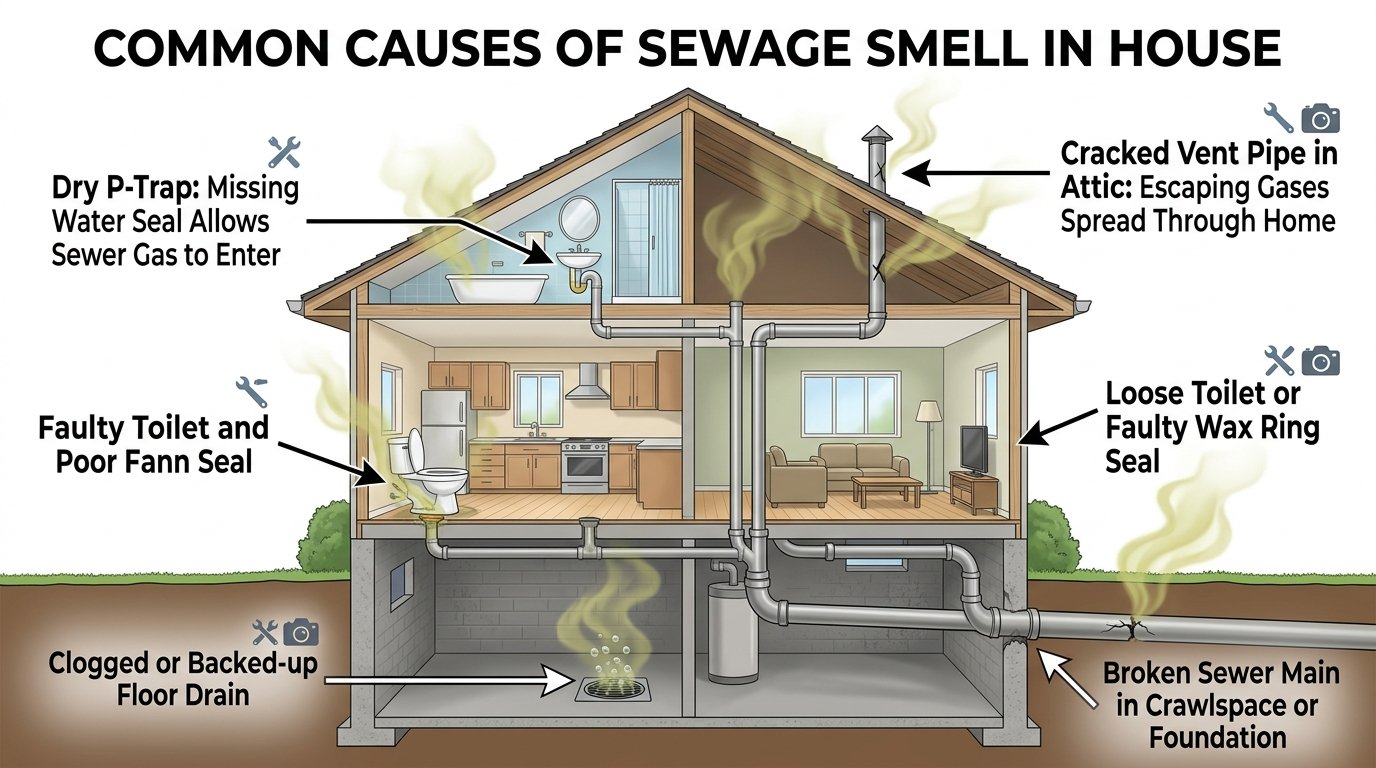 sewage smell in house