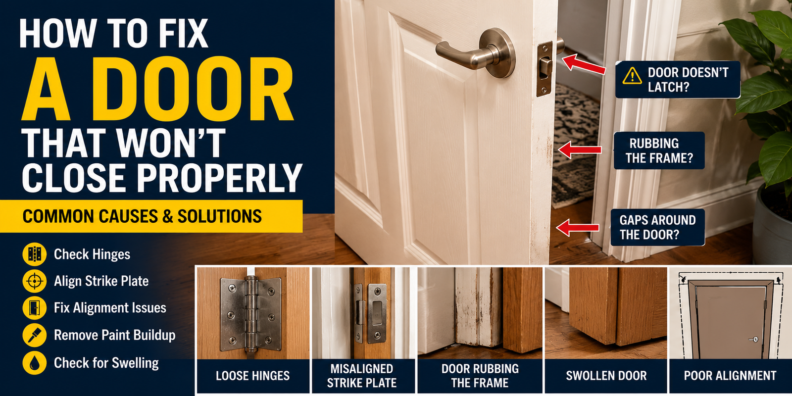 How to Fix a Door That Won’t Close Properly