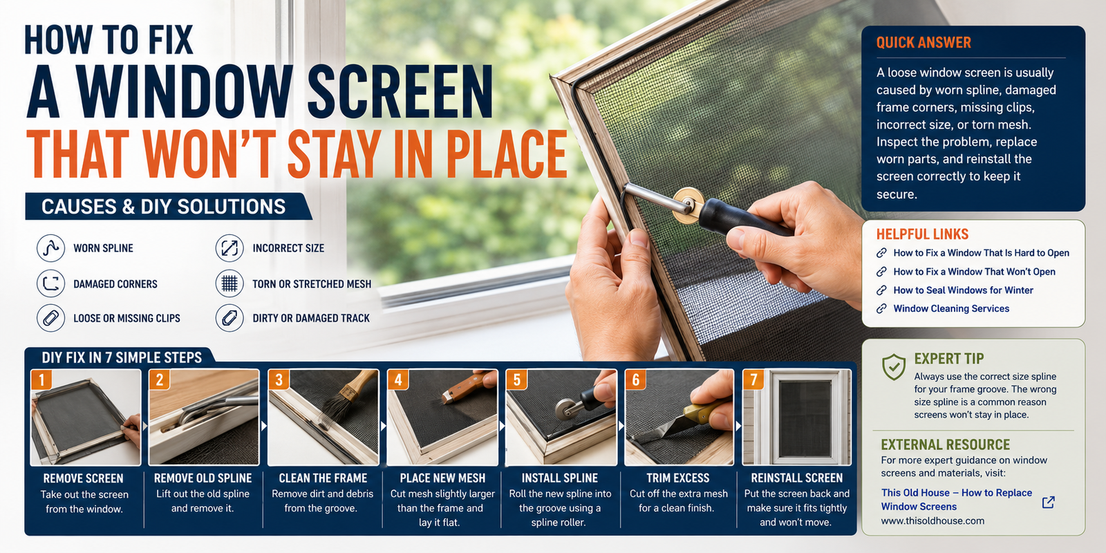 How to Fix a Window Screen That Won’t Stay in Place
